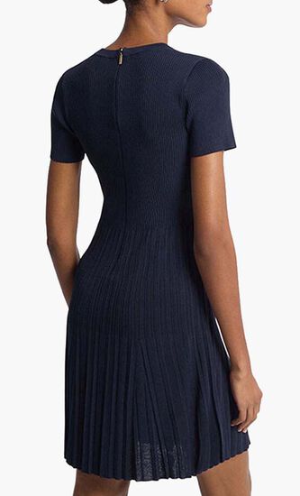 Ribbed Knit Short Sleeve Dress