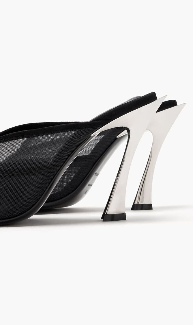 Mesh & suede mule heels