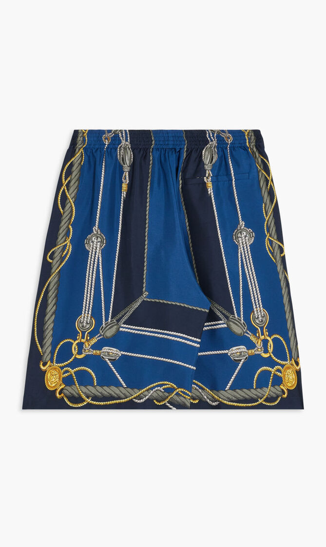 SHORTS VERSACE NAUTICAL PRINTED SILK TWILL FABRIC
