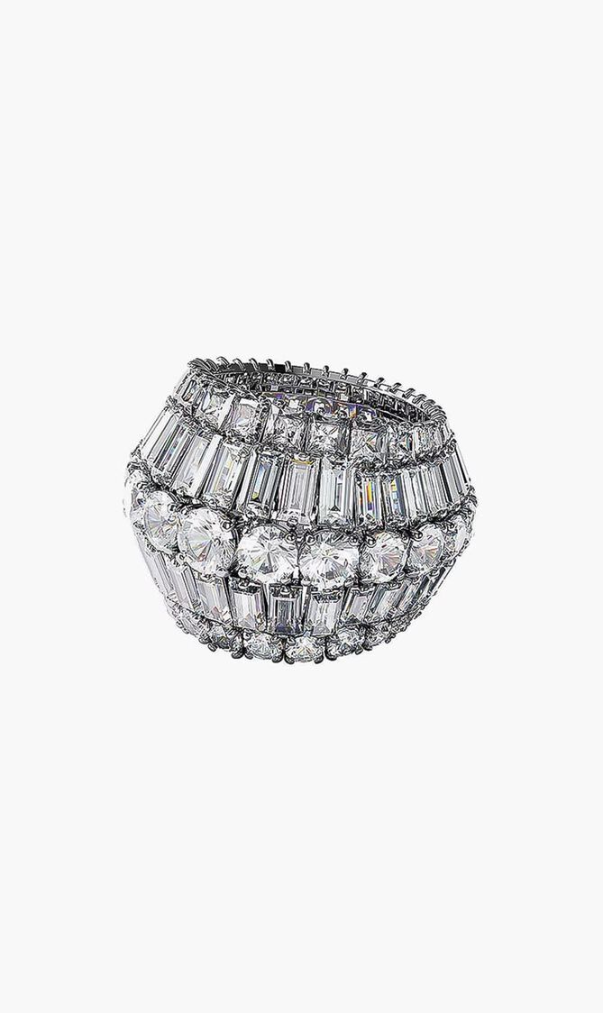 SJC HYPERBOLA RING L ROWS WHITE RHS 50