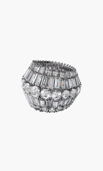 SJC HYPERBOLA RING L ROWS WHITE RHS 50