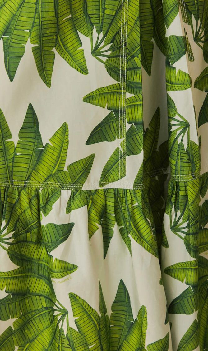 Palm Fan Organic Cotton Maxi Skirt