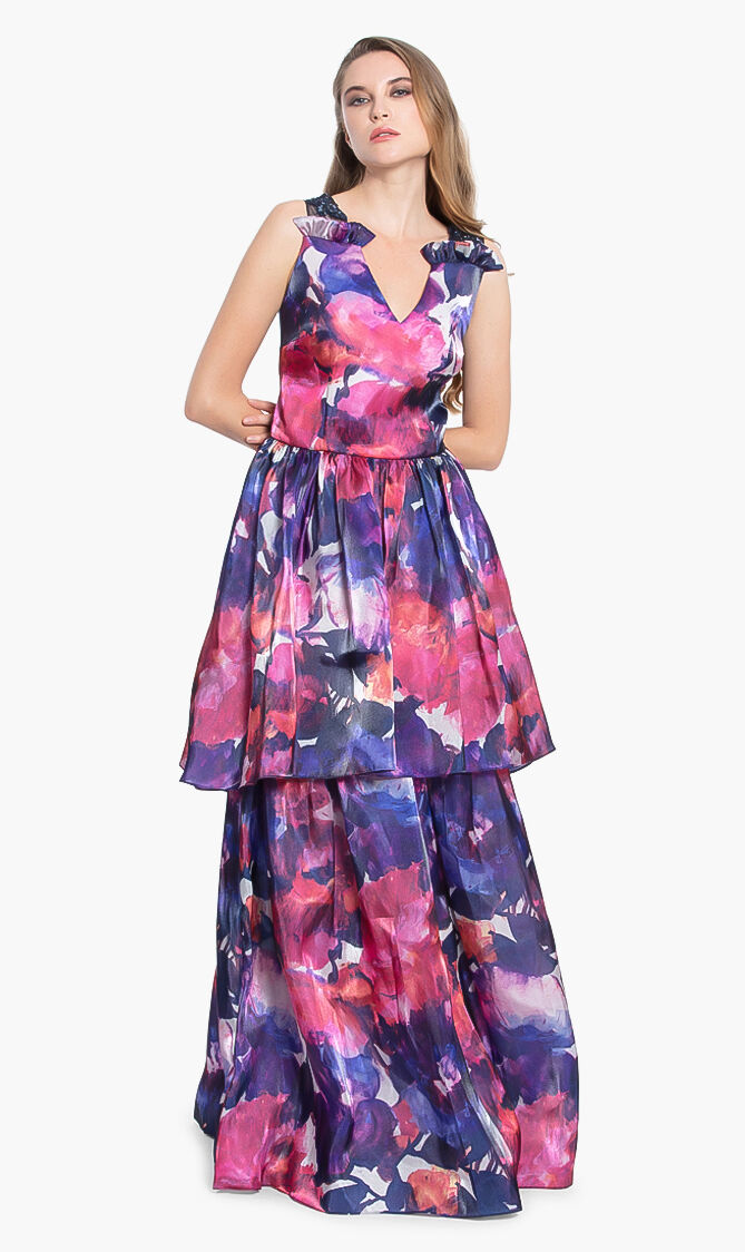 Floral Printed Long Gown