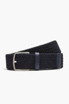 Logo Engraved Buckle Stretch Knitted Belt