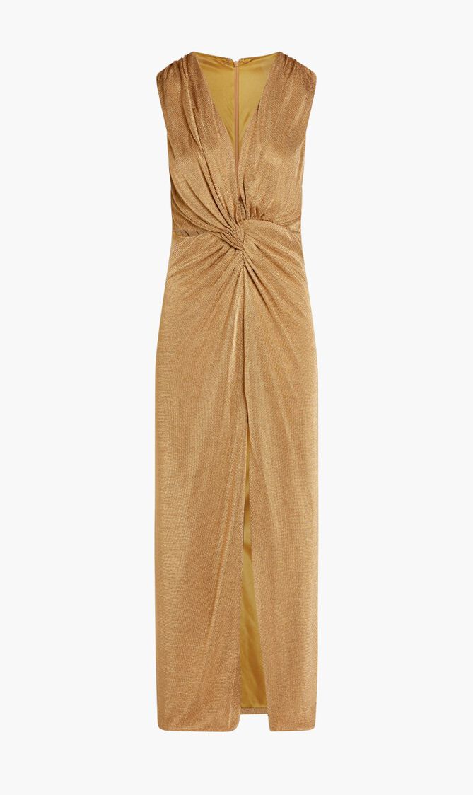 METALLIC MESH KNOT DRESS