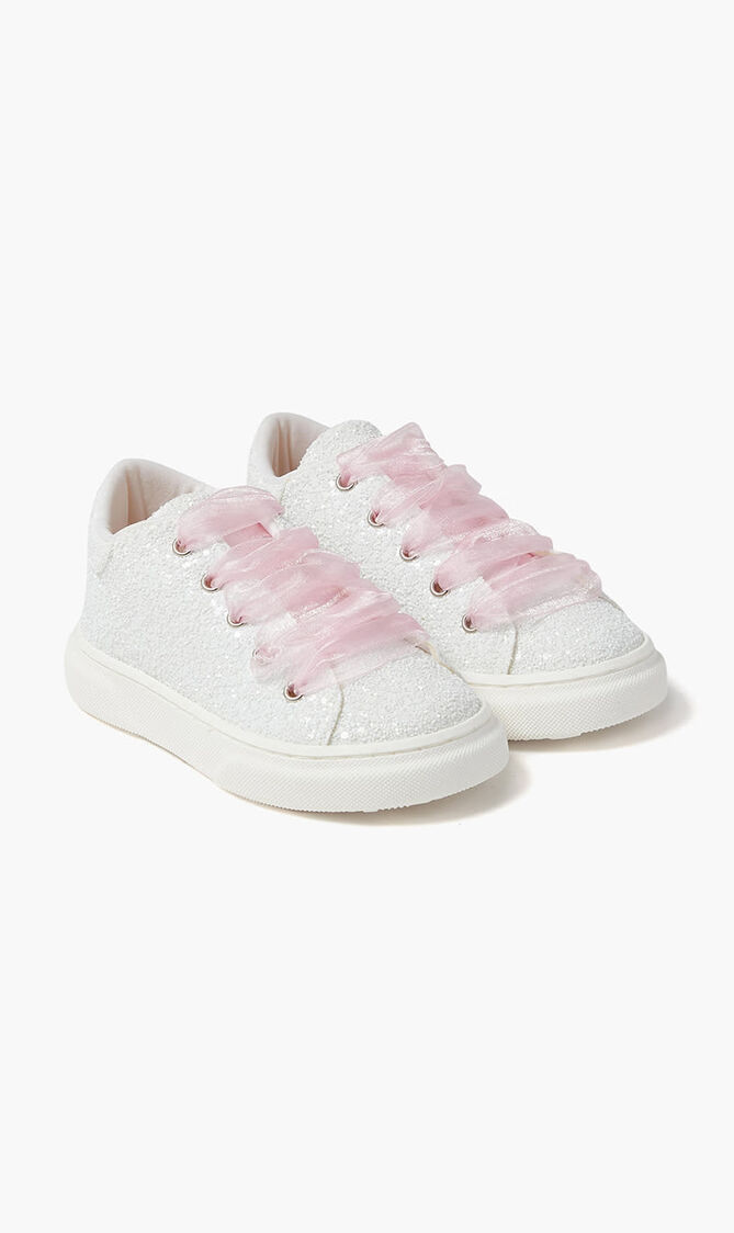 Lace Up Glitter & Tulle Sneakers