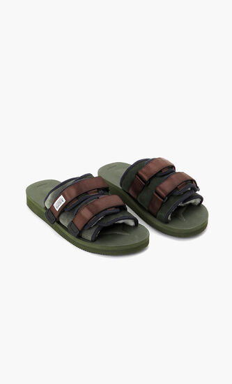 Moto Shearling-Trim Slides