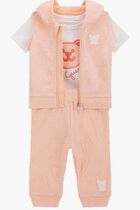 Baby Set Salmon White with Teddy Bear