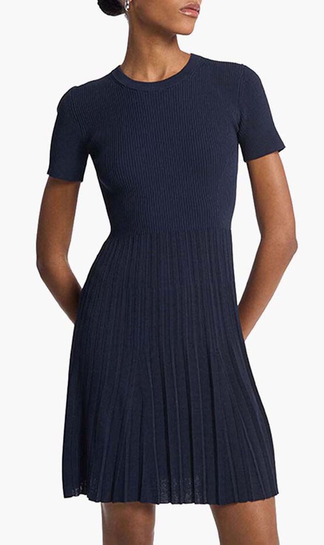 Ribbed Knit Short Sleeve Dress