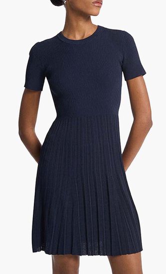 Ribbed Knit Short Sleeve Dress