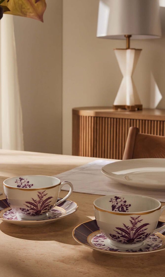 Tea Cup & Saucer Pink Set Of 2