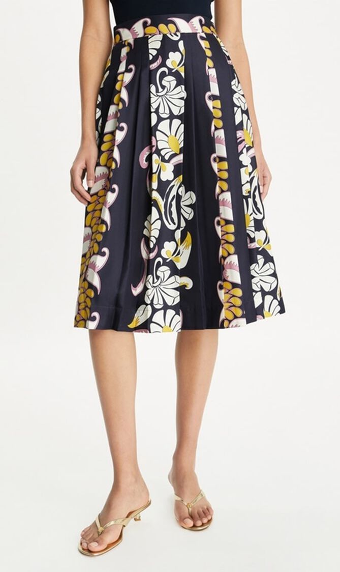 Printed Pleated Skirt