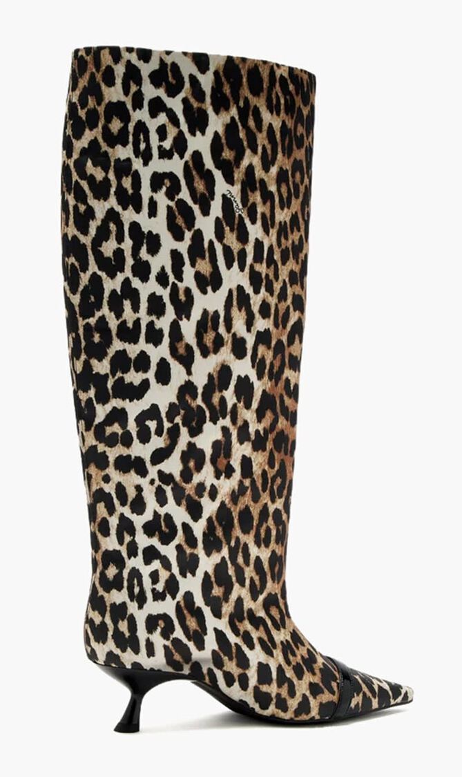 Leopard Eyelets high-shaft boots