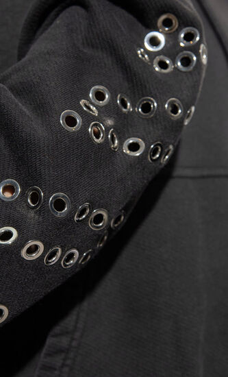 EYELET DIAGS OVER HOODIE BLACK NO COLOR