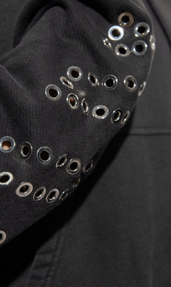 EYELET DIAGS OVER HOODIE BLACK NO COLOR EYELET DIAGS OVER HOODIE BLACK NO COLOR