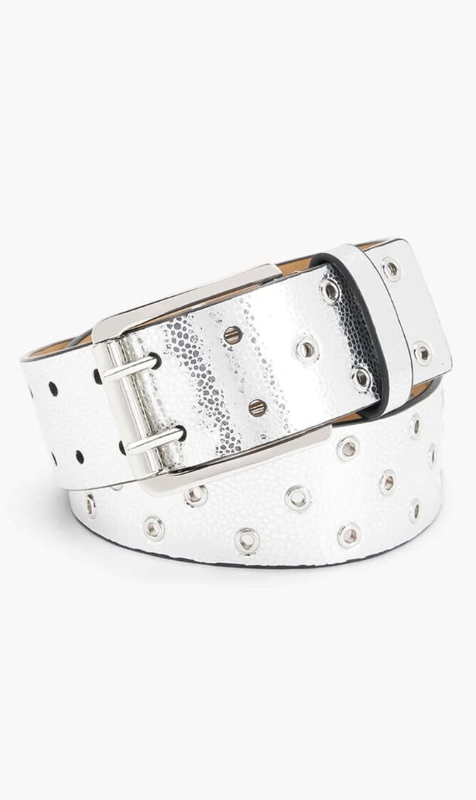45MM LEATHER BELT WITH MINI GROMMETS