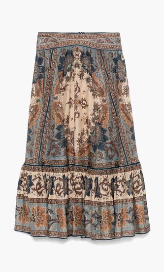 ASCENSION TIERED MIDI SKIRT