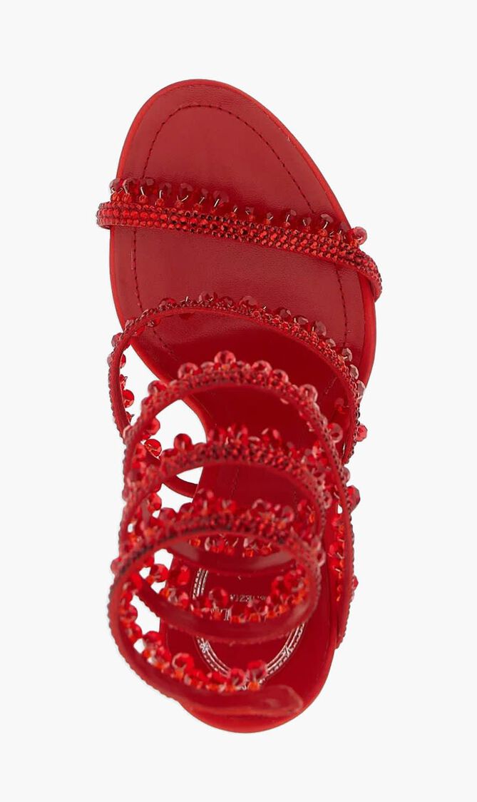 CHANDELIER RED SATIN L SIAM STRASS