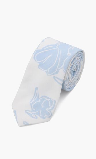 Floral Print Linen Blend Tie