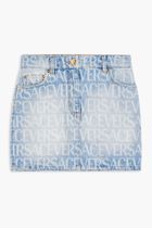 SKIRT MINI DENIM AO LASER VERSACE LOGO