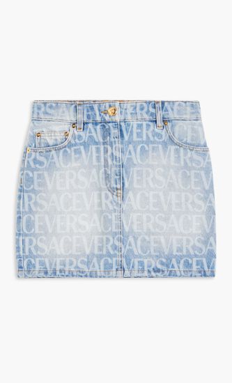 SKIRT MINI DENIM AO LASER VERSACE LOGO