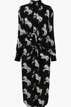 Pixel Horses Bow Detailed Shirt Dress