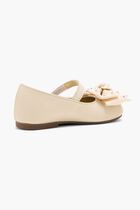 SWAROVSKI CRYSTALS EMBELLISHED BOW SINGLE STRAP LEATHER BALLERINAS
