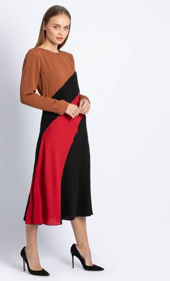 Contrasting Asymmetrical Shift Dress