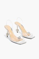 Crystal Heart Square Toe Sandals 95mm
