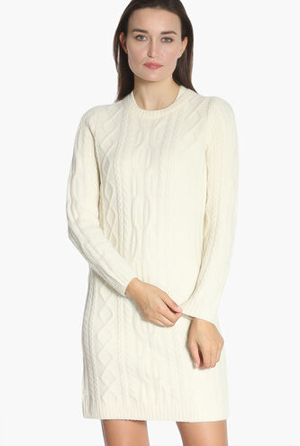 Cable Knit Long Sleeves Dress