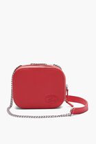Croco Crew Zippered Grained Leather Shoulder Bag