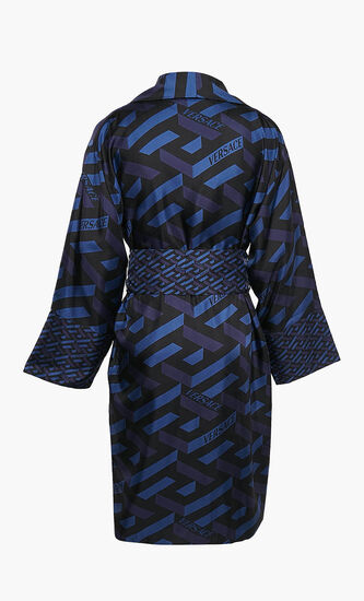 Geometric Print Silk Robe