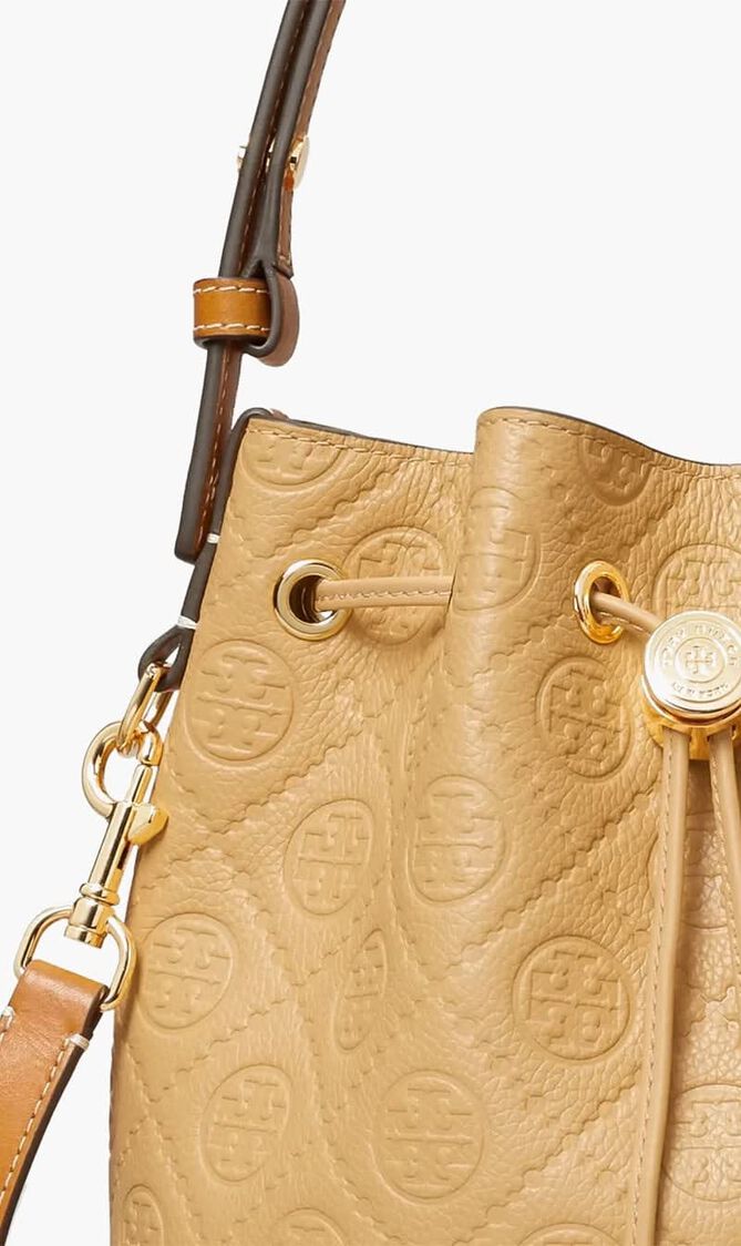 T MONOGRAM PEBBLE BUCKET BAG