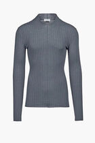 WOOL RIB LONG SLEEVES V-NECK