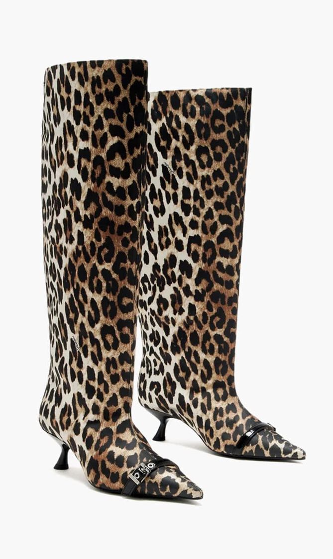 Leopard Eyelets high-shaft boots