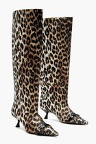 Leopard Eyelets high-shaft boots