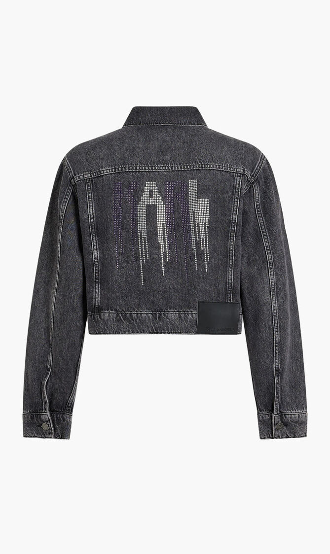 EMBELLISHED LOGO DENIM JACKET