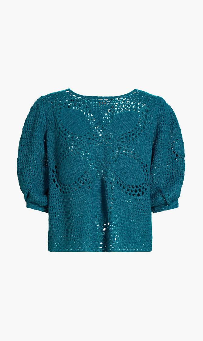 Flower Draw Crochet Cardigan