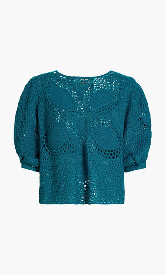 Flower Draw Crochet Cardigan