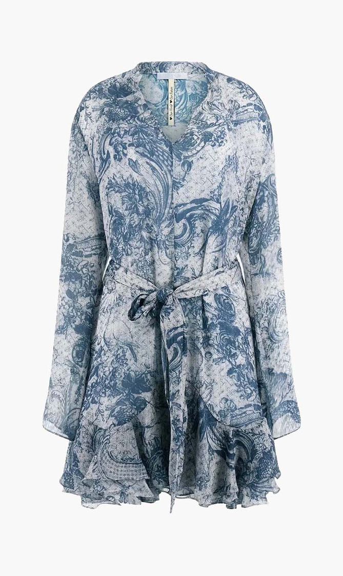 Belted Chiffon Mini Dress