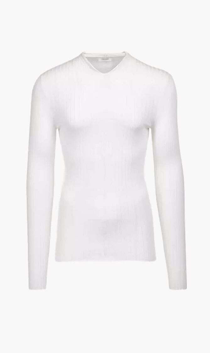 WOOL RIB LONG SLEEVES V-NECK