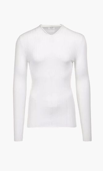 WOOL RIB LONG SLEEVES V-NECK