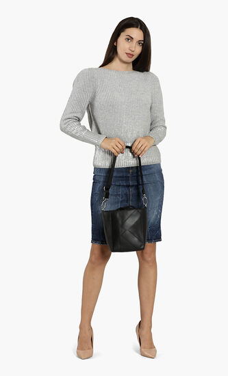 Pebble Leather Bucket Bag