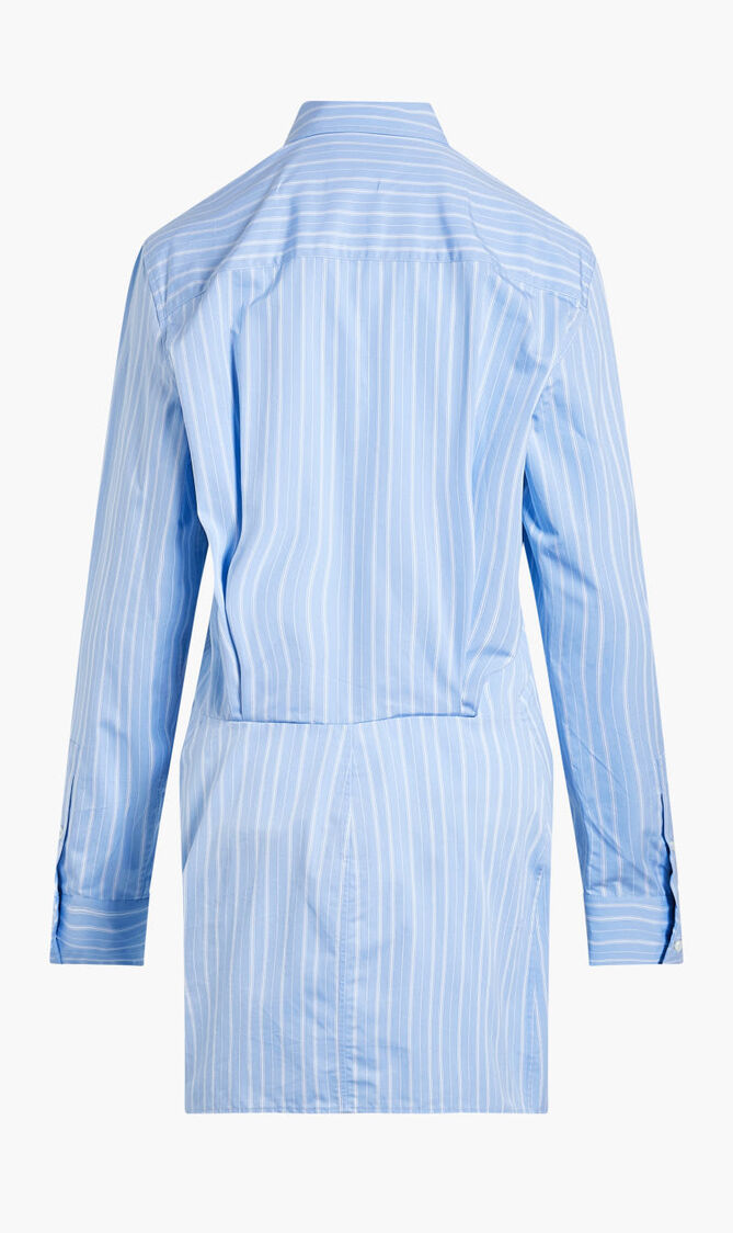 STRIPE POPLIN TWIST SHIRT DRE LIGHT BLUE
