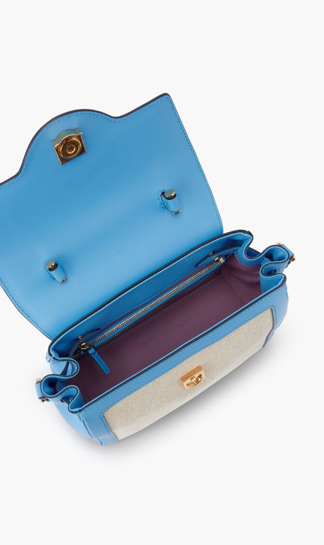 Top Handle Fabric+Calf Leather