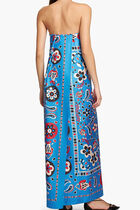 Printed Silk Strapless Dress