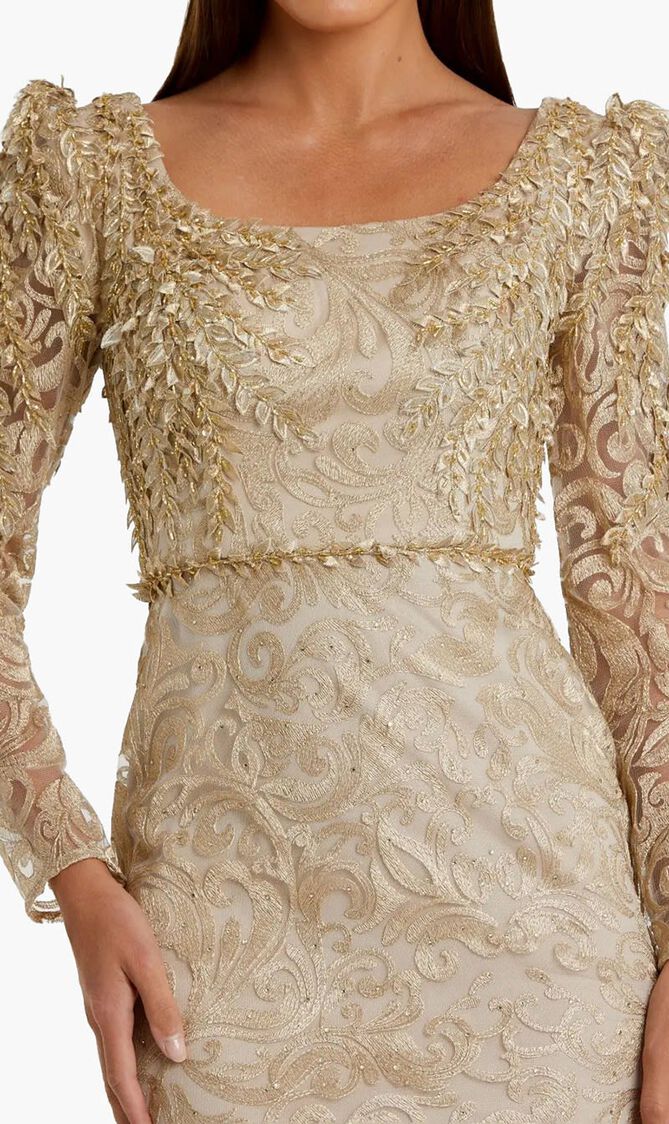 Embroidered Applique Trumpet Gown