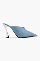 Denim mule heel sandals