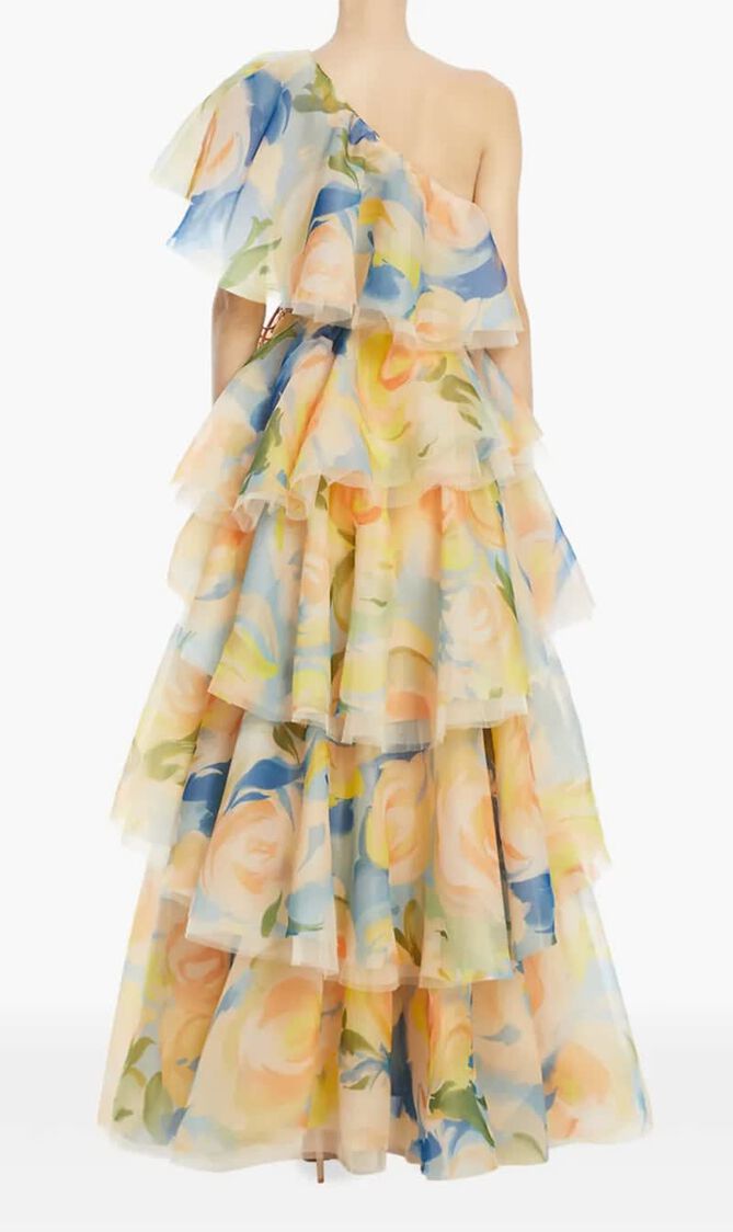 Paloma One Shoulder Floral Print Gown