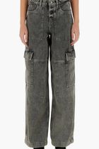 Washed Denim Wide-Leg Cargo Jeans